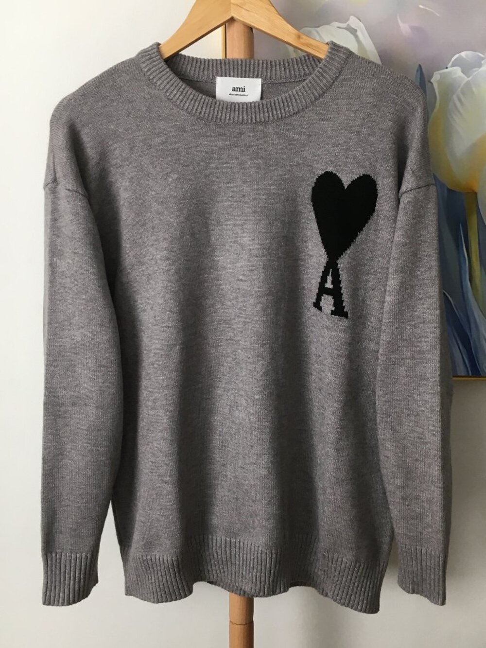 Ami Grey Crewneck Sweater